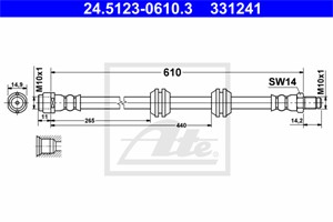 Bremseslange, Bakaksel, MERCEDES-BENZ GL-KLASS [X164], M-KLASS [W164], 164 420 02 48, A 164 420 02 48