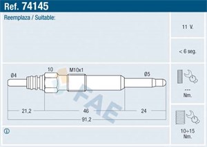 Glødeplugg, AUDI,DACIA,FORD,NISSAN,OPEL,RENAULT,SEAT,SKODA,SUZUKI,VAUXHALL,VOLVO,VW, 1037204, 11065-00Q00, 11065-00Q0D, 11065-00QAA, 110