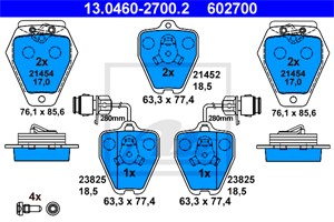 Bremseklosser sett, Framaksel, AUDI A8 D2, 441 698 151 G, 4D0 698 151 A, 4D0 698 151 AD, 4D0 698 151 C, 4D0 698 151 E, 4D0 698 151