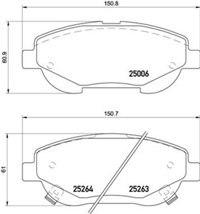 Bremseklosser sett, TOYOTA AVENSIS Kombi, AVENSIS Sedan, VERSO, 0446505260, 0446505290, 0446505300, 0446505301, 0446505302, 04465YZZED
