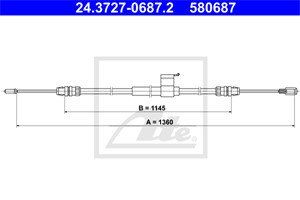Kabel, parkeringsbremse, Bakre venstre, FORD TRANSIT V363 Buss, TRANSIT V363 Flak/chassi, TRANSIT V363 Skåp, 1816186, 1827668, 2034865,