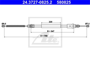 Kabel, parkeringsbremse, Høyre bak, PEUGEOT 406, 406 Break, 4745 H2, 4745 L5