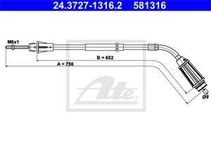 Kabel, parkeringsbremse, Bakre venstre, VOLVO S80 II, 31265831