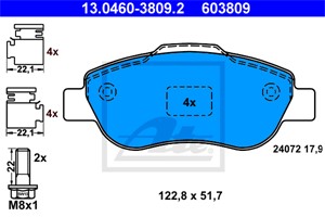 Bremseklosser sett, Framaksel, FIAT PANDA, PANDA Skåp/halvkombi, 77362689, 77362691