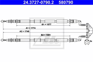 Kabel, parkeringsbremse, Bak, OPEL ZAFIRA / ZAFIRA FAMILY B, ZAFIRA B Skåp/stor limousine, VAUXHALL ZAFIRA Mk II, 13157064, 13237275, 13