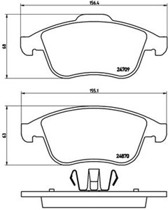 Bremseklosser sett, Framaksel, RENAULT LAGUNA III, LAGUNA Coupé, LAGUNA Grandtour III, LATITUDE, SCÉNIC VAN III, 410600032R, 410602933R,