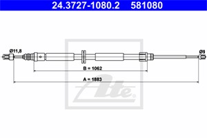 Kabel, parkeringsbremse, Bak, RENAULT, 36 40 000 01R