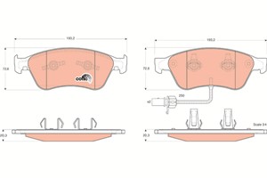 Bremseklosser sett, Framaksel, AUDI A6 C6, A6 C6 Avant, A8 D3, VW PHAETON, 4E0 698 151 A, 4E0 698 151 B, 4E0 698 151 E, 4E0 698 151 J, 4