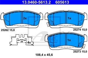 Bremseklosser sett, Framaksel, DAIHATSU CUORE VI, CUORE VII, SIRION, TREVIS, SUBARU JUSTY IV, 04465-B1110-000, 04465-B2020-000, 04465-B2