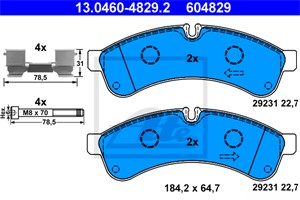 Bremseklosser sett, Bakaksel, IVECO, 42555633