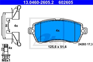 Bremseklosser sett, Framaksel, FORD FIESTA VI, FIESTA Sedan, FIESTA Van VI, KA+ III, KA+ Sedan III, 1550219, 1719275, 1749322, 1788734,