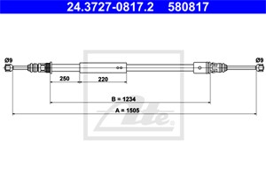Kabel, parkeringsbremse, Bak, CITROËN SAXO, PEUGEOT 106 II, 4745 H8