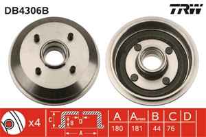 Bremsetrommel, Bakaksel, FORD, 1499061, 4034886, 7152197, 7152198, 7S51-1113-AA, YS6W-1113-AA