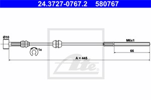 Kabel, parkeringsbremse, Foran, OPEL COMBO Skåp/stor limousine, COMBO Tour, VAUXHALL COMBO Mk II, COMBO TOUR Mk II, 5 22 013, 9225545