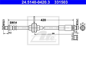 Bremseslange, Bakaksel, FORD, 1681131, AV61-2282-AC
