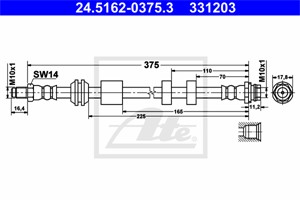 Bremseslange, Framaksel, VOLVO S60 II, S80 II, V60 I, V60 Skåp / kombi I, V70 III, V70 Skåp / kombi III, 30683623, 30793631, 31305077
