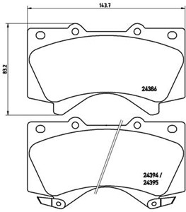 Bremseklosser sett, Framaksel, LEXUS LX, TOYOTA LAND CRUISER 200, LAND CRUISER PRADO, SEQUOIA, TUNDRA Pick-up, 0446502440, 044650C020, 0