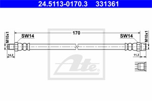 Bremseslange, Bak, Ved bremsekaliper, VW TRANSPORTER Buss IV, TRANSPORTER Flak/chassi IV, TRANSPORTER Skåp IV, 7D0 611 775 C