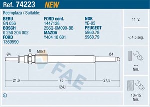 Glødeplugg, CITROËN,FORD,PEUGEOT, 1369590, 1447128, 2S6Q-6M090-BA, 2S6Q-6M090-BB, 5960.78, 5960.79, Y404 18 601