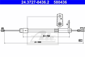 Kabel, parkeringsbremse, Høyre bak, MERCEDES-BENZ, 203 420 03 85, A 203 420 03 85
