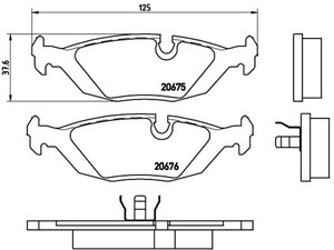 Bremseklosser sett, ALPINA B6, BMW 3 [E30], 3 Cabriolet [E30], 3 Touring [E30], 5 [E28], 6 [E24], 7 [E23], 34211153196, 34211153913, 342