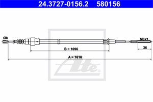 Kabel, parkeringsbremse, Bak, VW CORRADO, GOLF III, GOLF Cabriolet III, GOLF Cabriolet IV, VENTO, 1H0 609 721 E