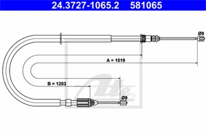 Kabel, parkeringsbremse, Bakre venstre, RENAULT MEGANE Grandtour I, Megane Kombi van I, 82 00 035 047