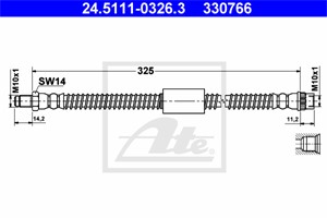 Bremseslange, Bak, Bakaksel, Ved bremsekaliper, NISSAN,OPEL,RENAULT,VAUXHALL, 44 03 662, 46201-00QAE, 82 00 086 894, 82 00 667 750, 9111