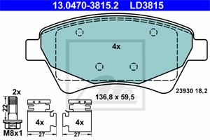 Bremseklosser sett, Framaksel, RENAULT, 41 06 012 41R, 41 06 087 13R, 77 01 207 184, 77 01 207 672, 77 01 208 122, 77 01 209 444, 86 71