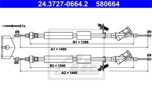 Kabel, parkeringsbremse, Bak, FORD FOCUS II, FOCUS Sedan II, FOCUS Skåp / kombi II, FOCUS Turnier II, 1431308, 1492822, 1525803, 3M51-2A