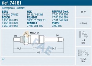 Glødeplugg, JEEP,RENAULT,VOLVO, 3287815, 5962.J2, 5962.OY, 5962.T1, 77 00 704 185, 77 00 734 956, 77 00 855 865, 77 00 856 238, 77 01 34