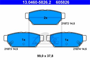 Bremseklosser sett, Bakaksel, MITSUBISHI,PROTON, MB928314, MR205377, MR389569, MZ690343, X3516003