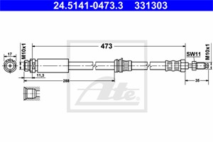 Bremseslange, Framaksel, FORD FIESTA V, FIESTA Van V, MAZDA 2, 1201141, 1437504, 2S61-2078-AE, 2S61-2078-AF, D350-43-980B
