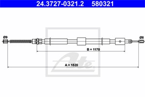 Kabel, parkeringsbremse, Høyre bak, CITROËN ZX Break, 4745 K9