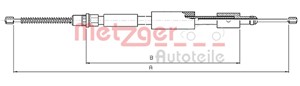 Kabel, parkeringsbremse, Bak, Bakre venstre, Venstre, CITROËN ZX, PEUGEOT 306 Cabriolet, 4745.F8, 96032565