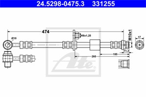 Bremseslange, Framaksel, MITSUBISHI COLT VI, COLT CZC Cabriolet VI, COLT Skåp/halvkombi, SMART FORFOUR, 454 420 11 26, 4605A071, 4605A23