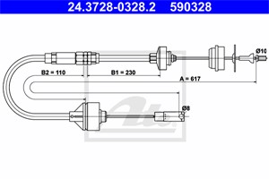 Kabel, clutchbetjening, CITROËN,PEUGEOT, 2150 R1