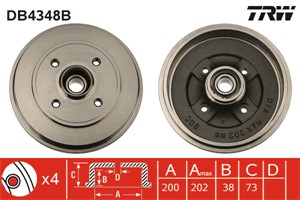 Bremsetrommel, Bakaksel, OPEL AGILA, VAUXHALL AGILA Mk I, 4707272, 9214294