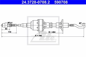 Kabel, clutchbetjening, OPEL,VAUXHALL, 6 69 088, 6 69 124, 6 69 136