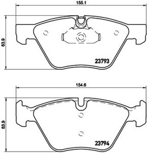 Bremseklosser sett, Framaksel, BMW 5 [E60], 5 Touring [E61], X1 [E84], 34112339267, 34112339268, 34116763617, 34116763618, 34116797858