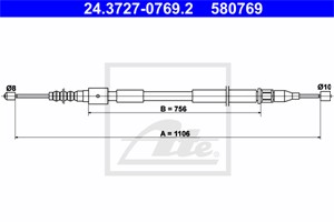 Kabel, parkeringsbremse, Bakre venstre, OPEL CORSA C, CORSA C Skåp/halvkombi, VAUXHALL CORSA Mk II, 24443834, 5 22 655