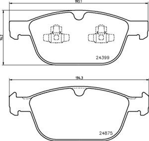 Bremseklosser sett, Framaksel, VOLVO XC60 SUV I, XC60 VAN I, XC90 I, XC90 VAN I, 30793943, 31277334