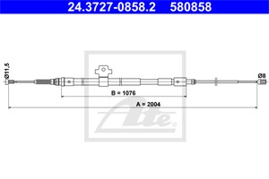 Kabel, parkeringsbremse, Bakre venstre, PEUGEOT 308 II, 308 Skåp/halvkombi, 308 SW II, 308 SW Skåp / kombi II, 96 784 214 80
