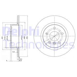 Bremseskive, Bakaksel, LAND ROVER DISCOVERY II, RANGE ROVER II, NTC8781, SDB000210, SDB000470