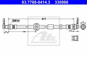 Bremseslange, Framaksel, VOLVO C70 Cabriolet II, S40 II, V50, 30681724, 30683556, 30714412