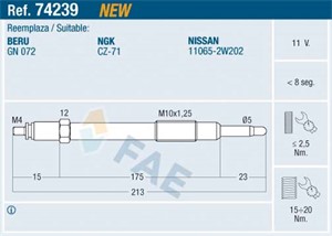 Glødeplugg, NISSAN PATROL GR Wagon V, TERRANO II, 11065-2W202, 11065-2W204, 11065-2W211