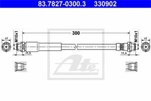 Bremseslange, Bakaksel, FORD FIESTA V, FIESTA Van V, MAZDA 2, 1151027, 1217819, 1426701, 2S61-2282-AD, 2S61-2282-AE, 2S61-2282-AF, D350-