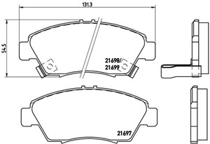 Bremseklosser sett, Framaksel, HONDA, 06450S2G000, 06450S2GJ01, 06450S5A010, 06450S7H000, 06450SAA900, 06450SAA901, 06450SAAE50, 06450SA