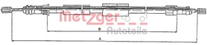 Kabel, parkeringsbremse, Bak, Bakre venstre, Venstre, CITROËN ZX, ZX Break, PEUGEOT 306 Cabriolet, 4745.F6, 96032560