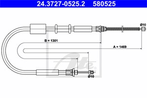 Kabel, parkeringsbremse, Høyre bak, FIAT PUNTO, PUNTO Cabriolet, PUNTO Van, 7747331